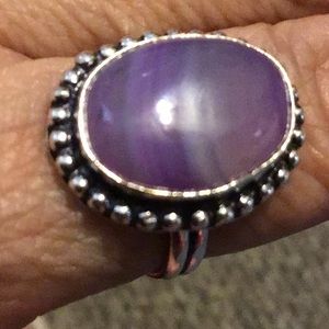 NEW. Artisan Blue Ónix 925 Sterling Silver Plated Ring. Size 7.25 US.